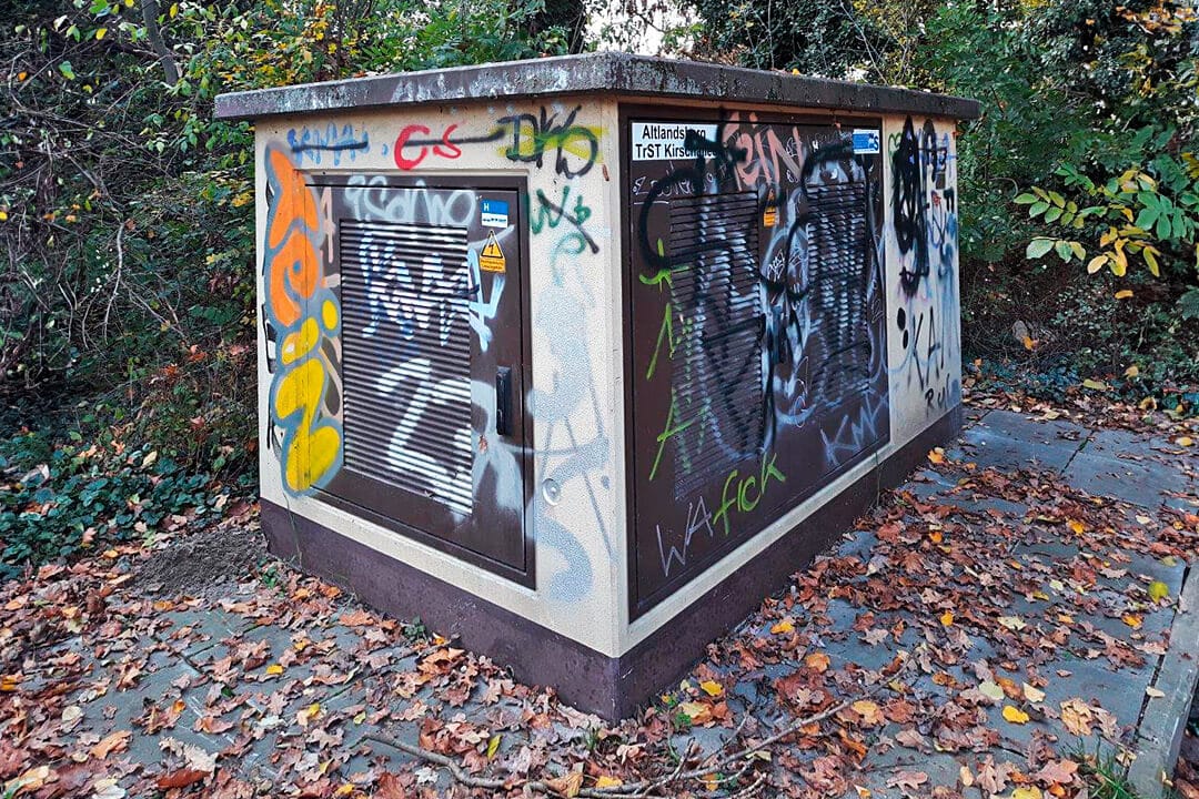 Steven Karlstedt Graffiti - e.dis Netz - Trafostation in Altlandsberg - davor